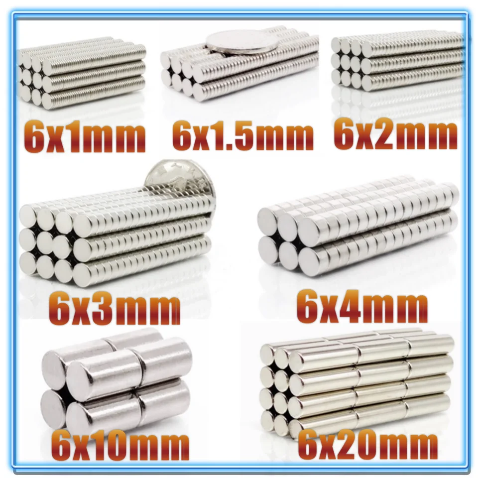 20-1000Pcs-N35-Round-Magnet-6x1-6x2-6x3-6x4-6x10-6x20-6x1-5-Neodymium ...