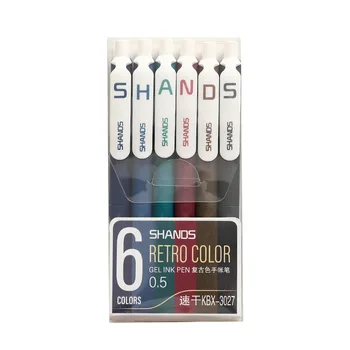 

6pcs/set Vintage Colored Gel Pen Press Style Color Ink Signing Pen for Writing Marking Student Stationery Office School Supplies