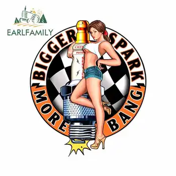 

EARLFAMILY 13cm x 11.2cm For SPARK PLUG PIN-UP GIRL Funny Car Sticker Suitable For Any Flat And Smooth Clean Surface Cool Decal