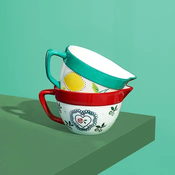 

Creative ceramic mixing bowls use for baking fruit salad cereal noodle dessert student dormitory bowl Cherry lemon pasta bowl