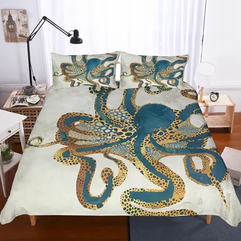 

3D bedding set octopus duvet set lifelike bedding and pillowcase bed set home textiles