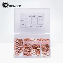 120Pcs DIN7603 M5 M6 M8 M10 M12 T3 Copper Washer For Boat Crush Washer Flat Seal Ring Fitting Sealing Kit HW151