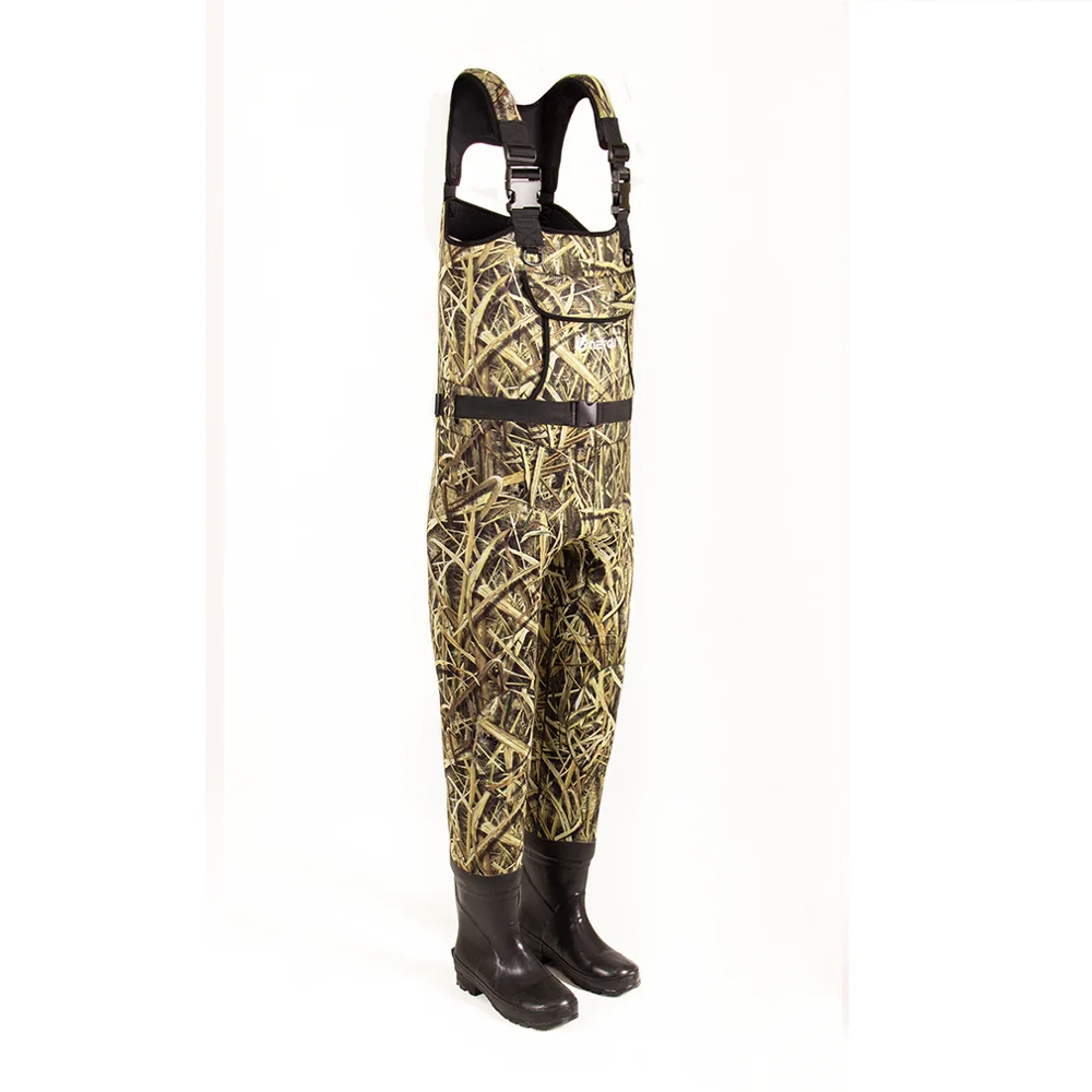 Grass camo NEYGU 5 мм Неопреновый Изолированный Тепловой груди wader, держать вас в тепле в холодной воде-35℃, болотники для ловли нахлыстом с резиновыми сапогами - Цвет: Grass camo