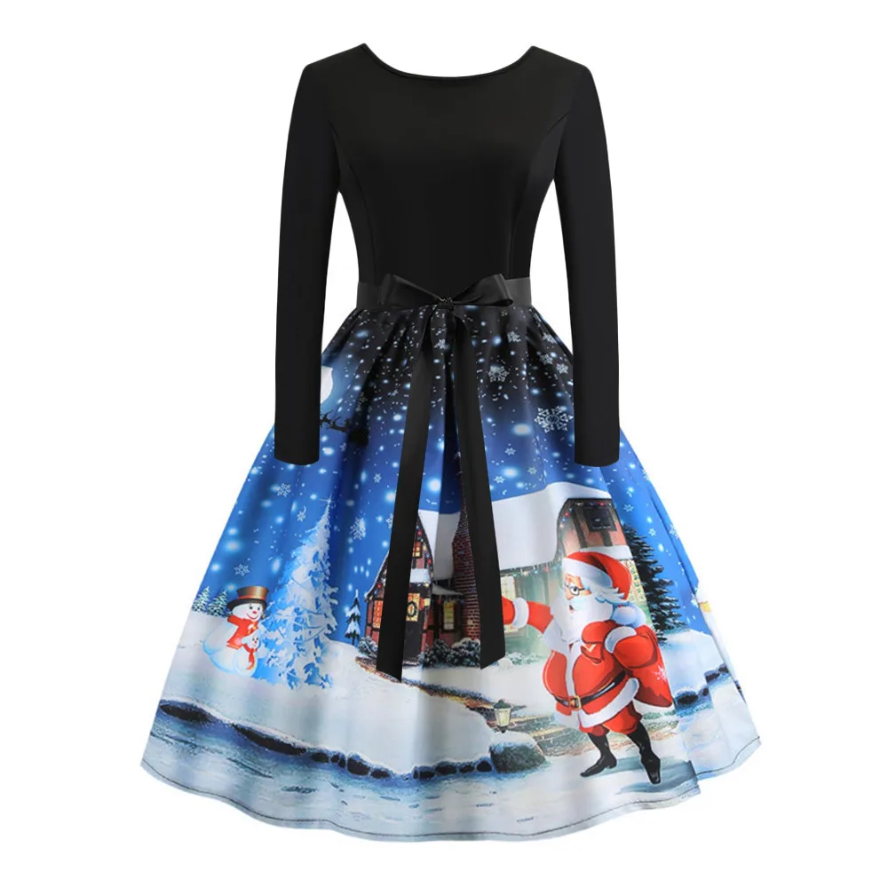 Модные зимние рождественские платья женское винтажное платье пин ап элегантное