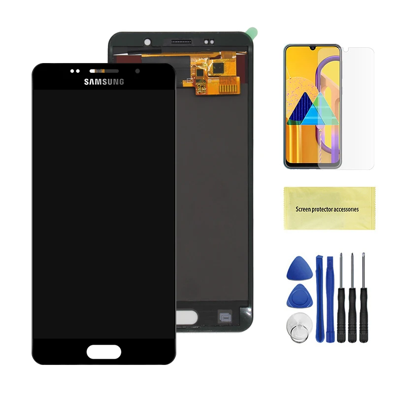 A510F ЖК-дисплей для Samsung Galaxy A5 A510 A510FD A510M A510Y ЖК-дисплей Дисплей кодирующий преобразователь сенсорного экрана в сборе для регулировки яркости - Цвет: Black No Frame