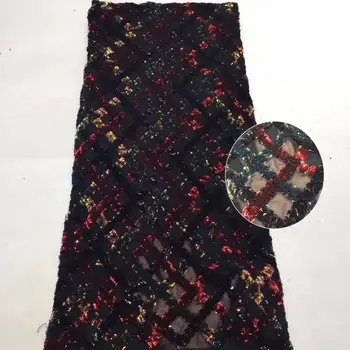 

2020 Sequin Lace Fabric Mesh Color African Embroidery Sequence Nigerian French Party Latest High Quality Tulle Hot Sale