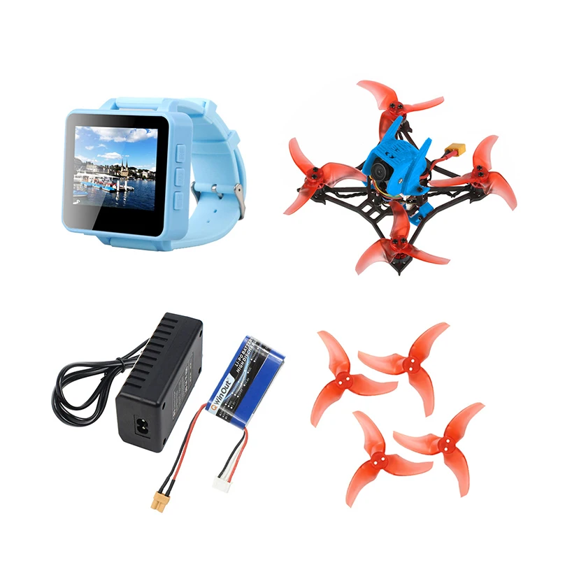 T100 100 мм Колесная база Крытый FPV гоночный Дрон с/Crazybee F4 PRO V3.0 Контроллер полета Frsky приемник FPV часы 7000kv мотор - Цвет: Синий