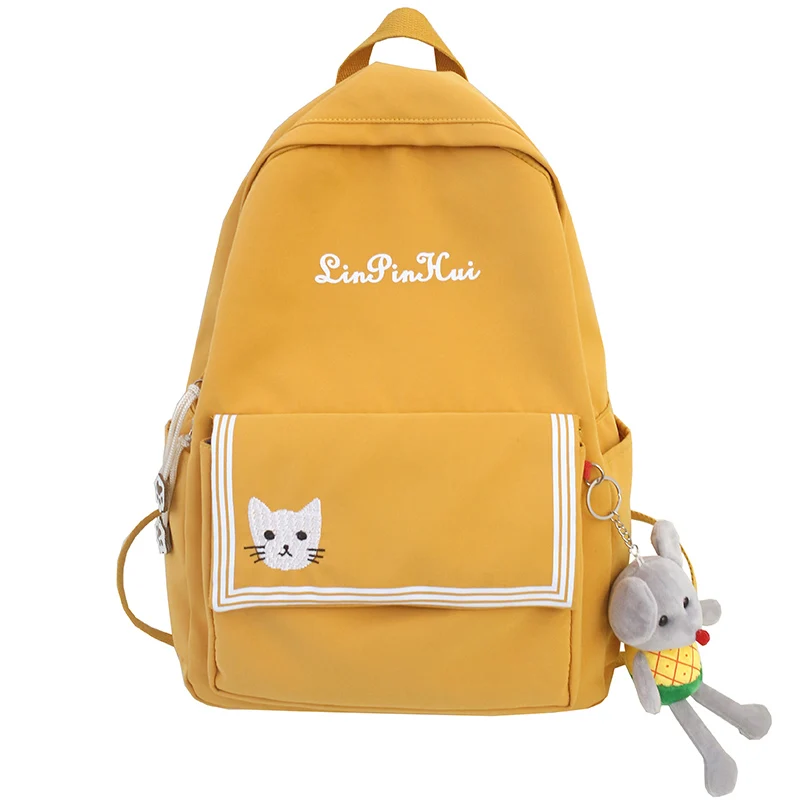 Женский нейлоновый милый рюкзак в клетку, в полоску, для студентов, для женщин, девочек, школьная сумка, модные рюкзаки, Kawaii, женская сумка Harajuku, книга для подростков - Цвет: yellow