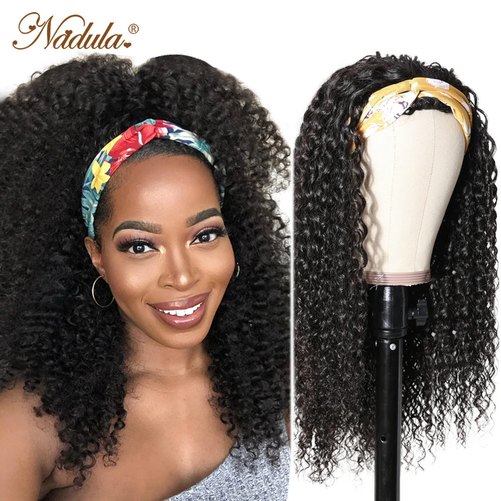 Nadula Human Hair Wigs With Headband 8" 26" Headband Wigs for Women