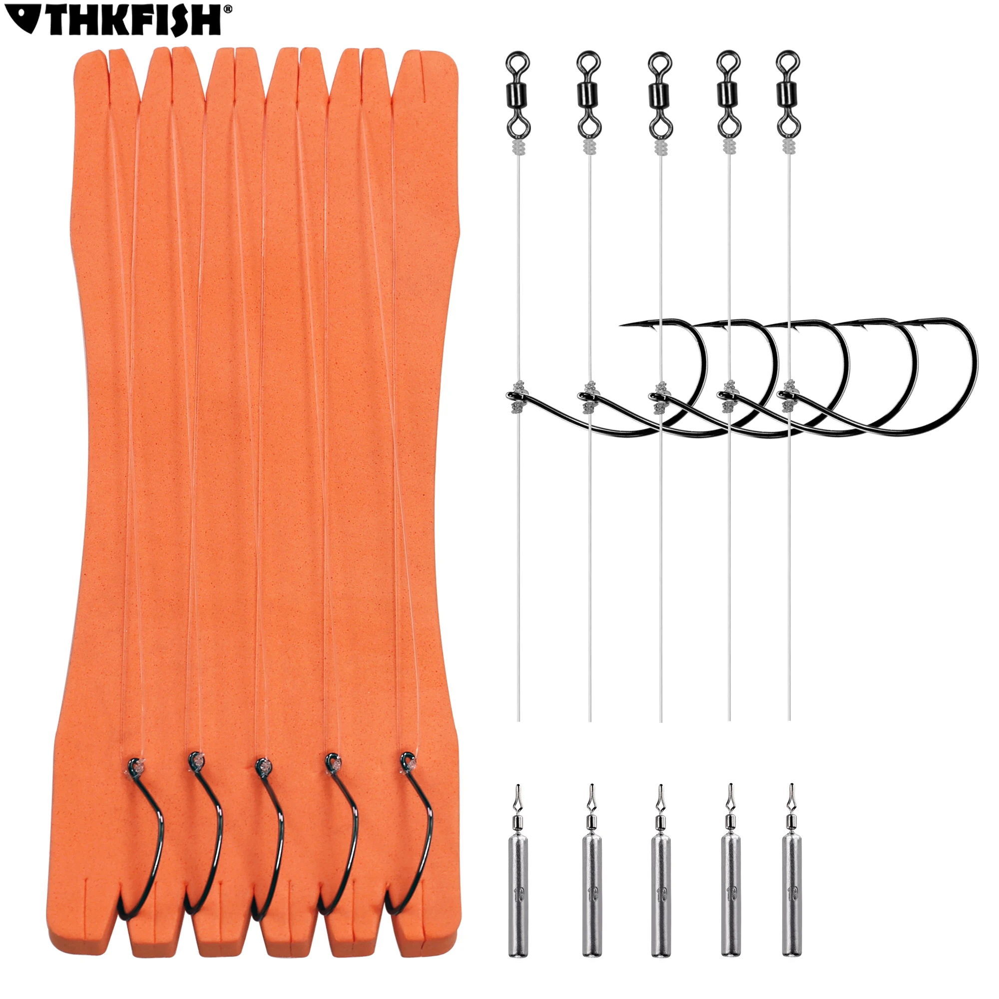 5pcs/lot Texas Rig Set 3 1 1/0 2/0 Drop Shot Hook Carolina Rig Kit