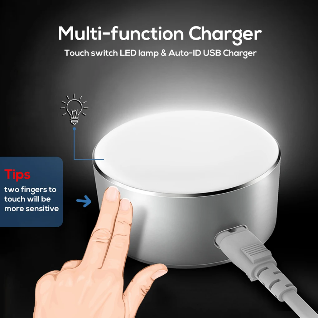 5V 2.4A 2,4 W 2 USB зарядное устройство с регулируемой яркостью умный светодиодный настольный светильник питание для Мобильного Телефона Зарядная база