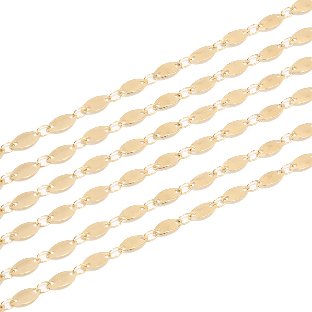 5 Meter 8mm width horse eyes Handmade Chains Stainless Steel Gold Link Chain Findings DIY For Women Necklace Bracelet Making