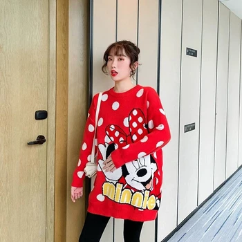 

Pregnant women thick autumn and winter large size cartoon pullover sweater Korean fashion pregnancy sweater