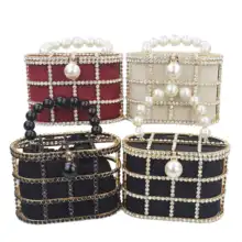 Роскошная сумка с замком винная фланелевая Женская сумочка бежевая жемчужная кристальная сумка на плечо дамская сумочка сумка-мессенджер с цепочкой