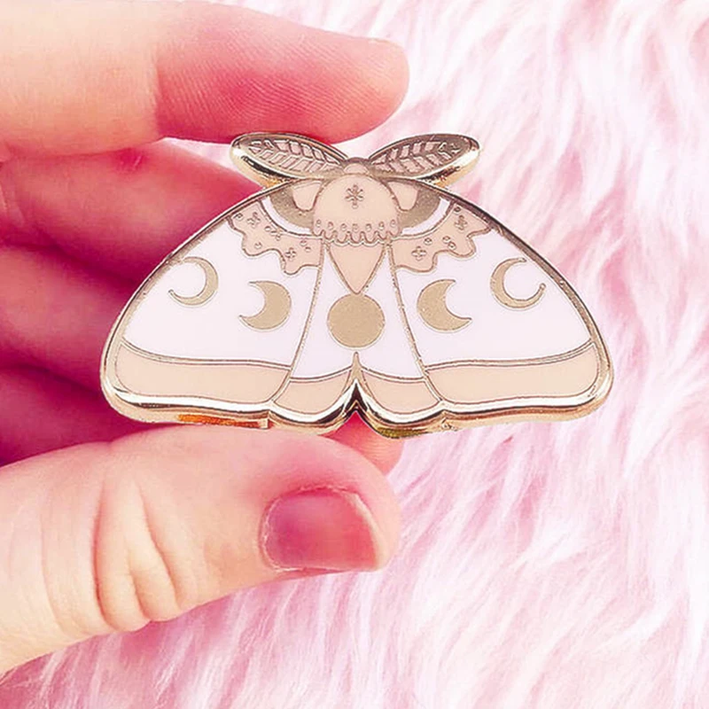 YAOJIE Starry Moon Eclipse Lunar Moth Magic Witchy Brooch Pins Enamel