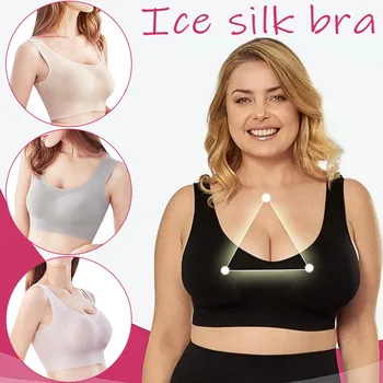 

Summer Women Solid Color Seamless Ice Silk Push Up Wireless Breathable Active Bra Comfortable Sports Bra Lingerie Underwear#g3