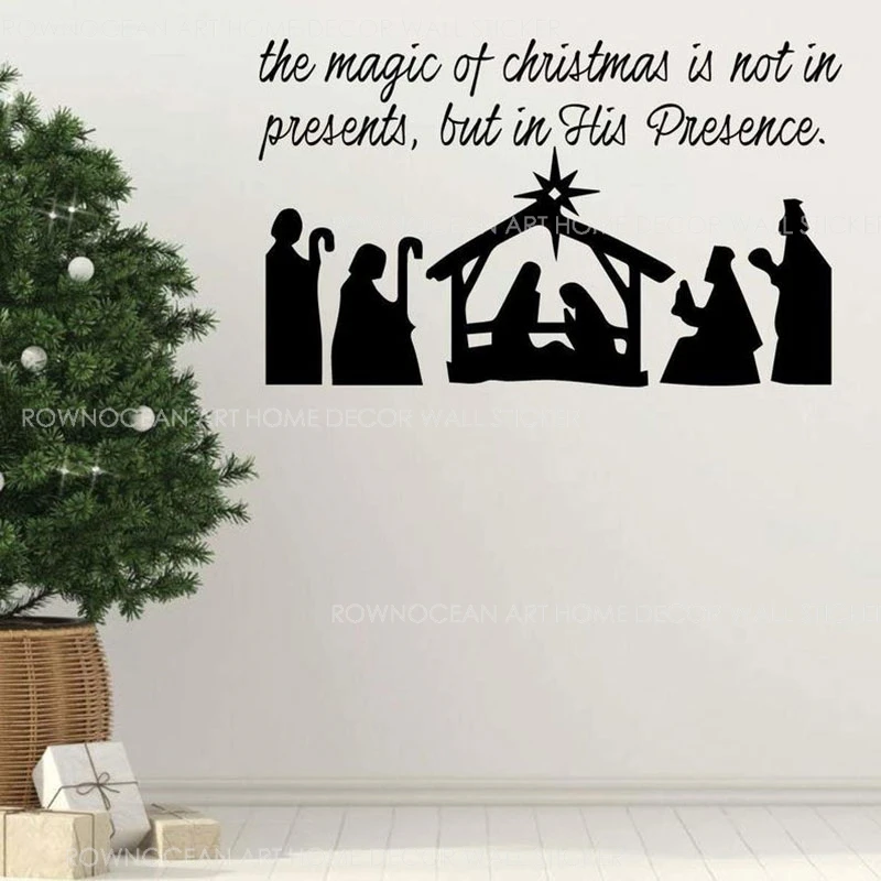 Волшебство Рождества не в подарках цитаты стикер на стену домашний декор из винила Рождество наклейки фотообои с окнами 3705