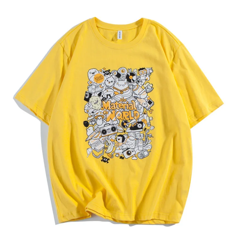 2019 Men's Summer New Casual Pattern Letter Printing Short-sleeved Round Neck T Shirt Loose Temperament Tide Cotton Harajuku 2019 Men's Summer New Casual Pattern Letter Printing Short-sleeved Round Neck T Shirt Loose Temperament Tide Cotton Harajuku
