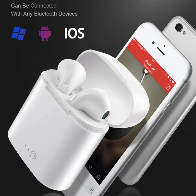 Беспроводные наушники i7S TWS Bluetooth 5 0 матовые вкладыши Macaron с микрофоном зарядная