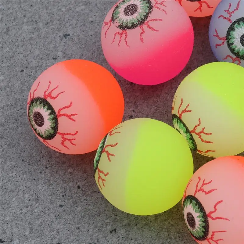 10pcs 32mm Glow In The Dark Halloween Bouncy Balls Scary Eye Balls Glowing Toy Halloween Party DIY Decorations(Random Color)