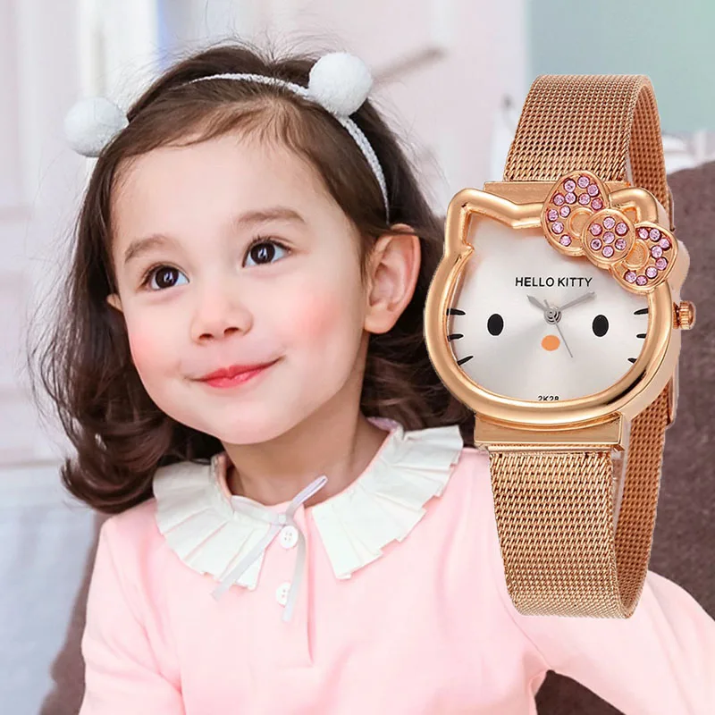 Hello Kitty Women Kids Watches Girls Cartoon Children Watch Luxury Analog Cute Quartz Clock Relogio Infantil Menina Feminino afbeelding