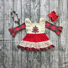 Рождественская елка, зимнее хлопковое клетчатое платье в стиле ацтеков для маленьких девочек, детская одежда с рюшами, изысканные наряды, подходящие аксессуары до колен