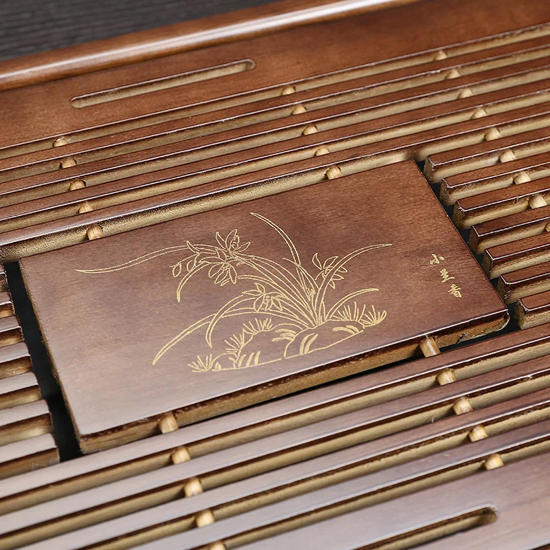 

Tea Tray Household Ko Muk Small Drawer-type Wooden Tea Set Tray Drainage Water Storage Solid Wood Tea Table