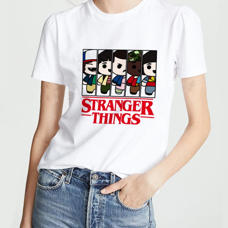 

Summer Fashion Women StrangerThings Comic Print Round Neck Short Sleeve Top Casual Slim Harajuku Gothic Vogue Women's T Shirt