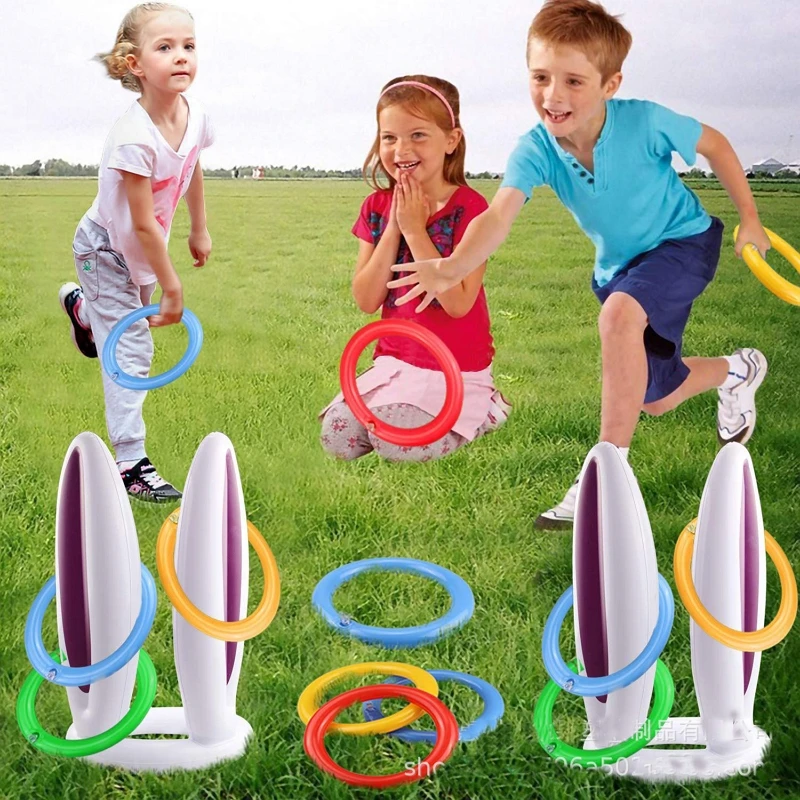 

Inflatable Rabbit Ring Toss family outdoor Game Toys Bunny Hat Throwing Quoits Rings Circle Easter Party Supplies Children Toy