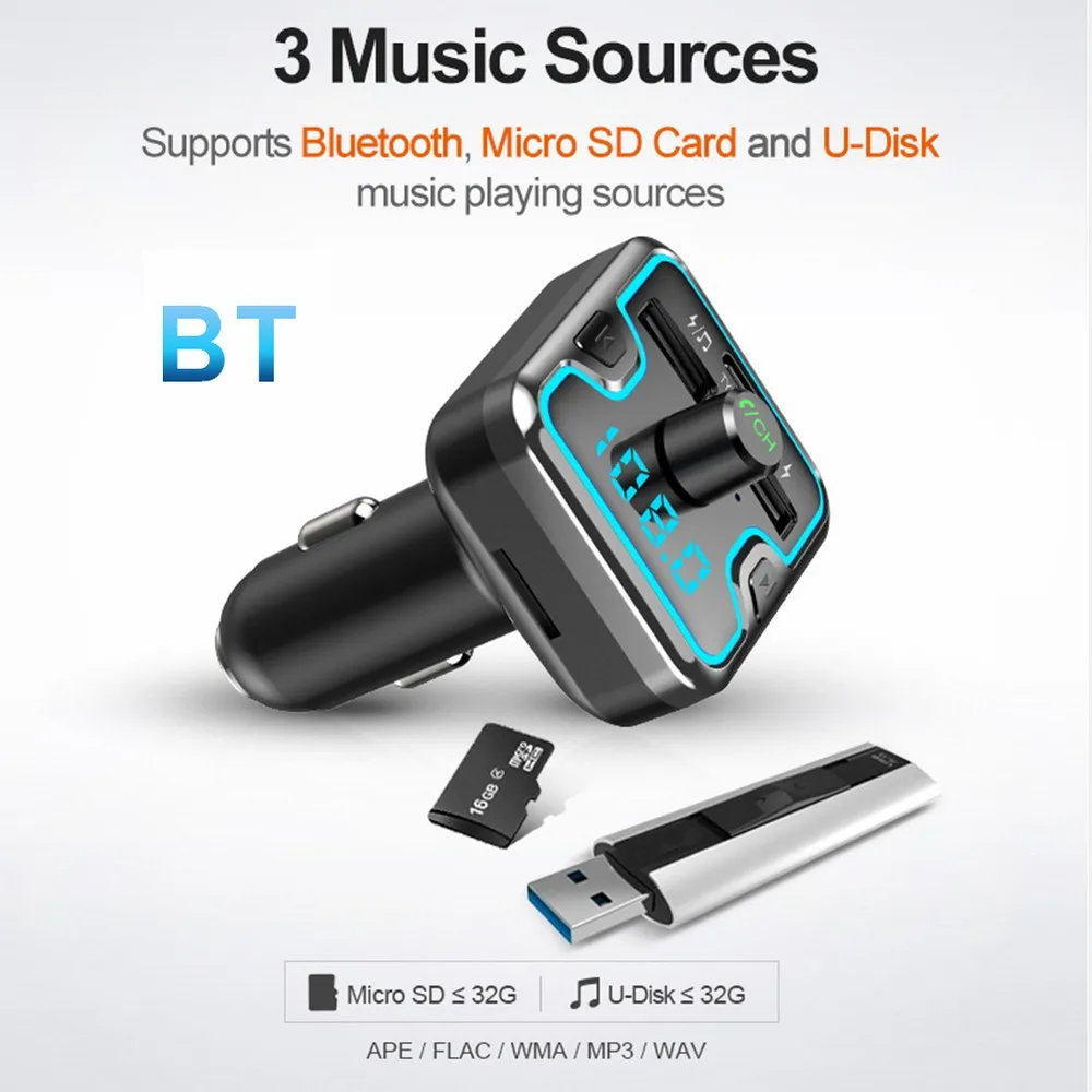 Автомобильный Bluetooth 3,0 fm-передатчик, беспроводной аудио приемник, Автомобильный MP3 плеер A, двойное USB быстрое зарядное устройство, автомобильные аксессуары