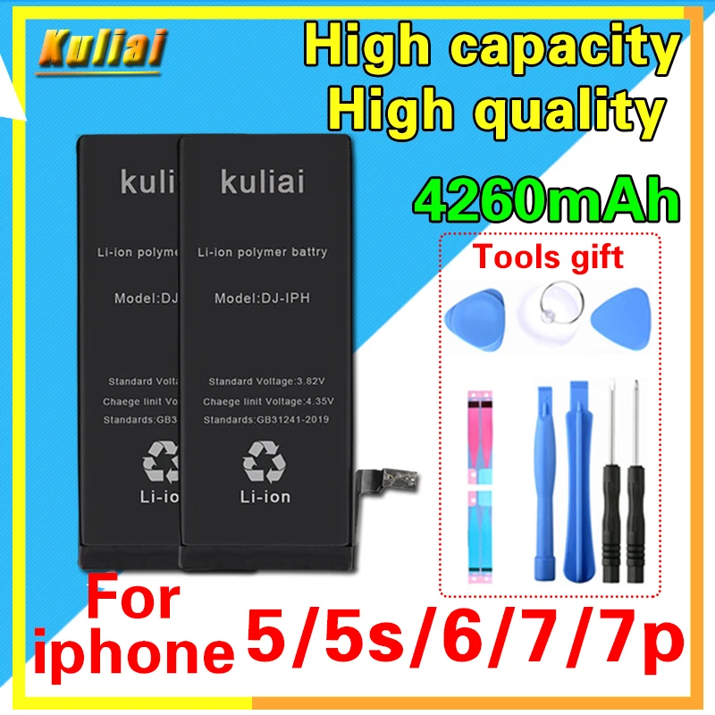 

High Capacity Phone Battery For iPhone 5 5S 6 7 Replacement Batterie 0 Cycle Battery For iPhone 7 Plus Batteries