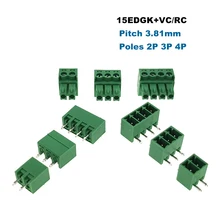 

100Set Pluggable PCB Screw Terminal Block Pitch 3.81mm Connector 15EDGK+VC/RC Male Female Morsettiera Vertical Straight 2/3/4Pin