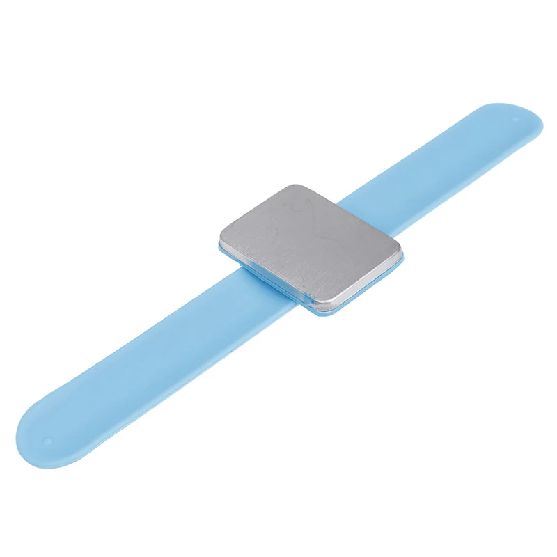 Регулируемый магнитный штыревой браслет, самоклеющийся браслет на запястье, магнитная пластина для салона, для укладки волос, зажим, держатель, 5 цветов - Цвет: Синий