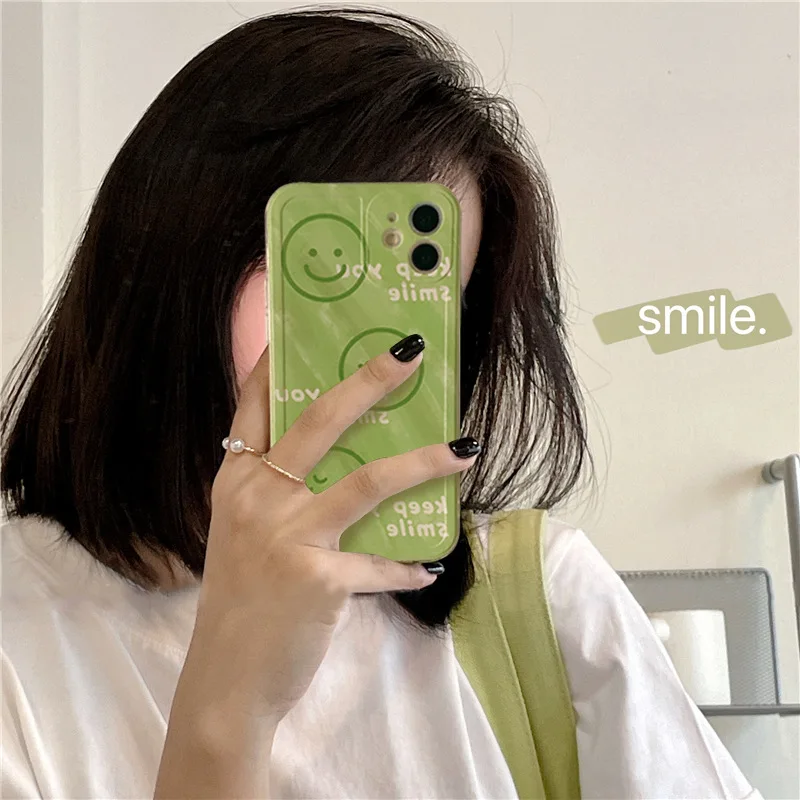 Ik58 Custodia Per Telefono Con Motivo Smiley Verde Rinfrescante Per Iphone 11 Pro 11 Pro Max Per Iphone 12 12 Promax Iphone X Xr Shell Antigoccia
