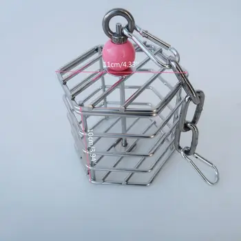 

2020 New Parrot Stainless Steel Foraging Toy Bird Cage Hanging Chew Toy with Block Inside