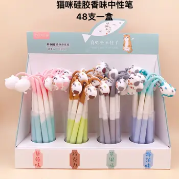 

48 pcs Gel Pens Cat scent black colored gel-inkpens for writing Cute stationery office school supplies 0.5mm