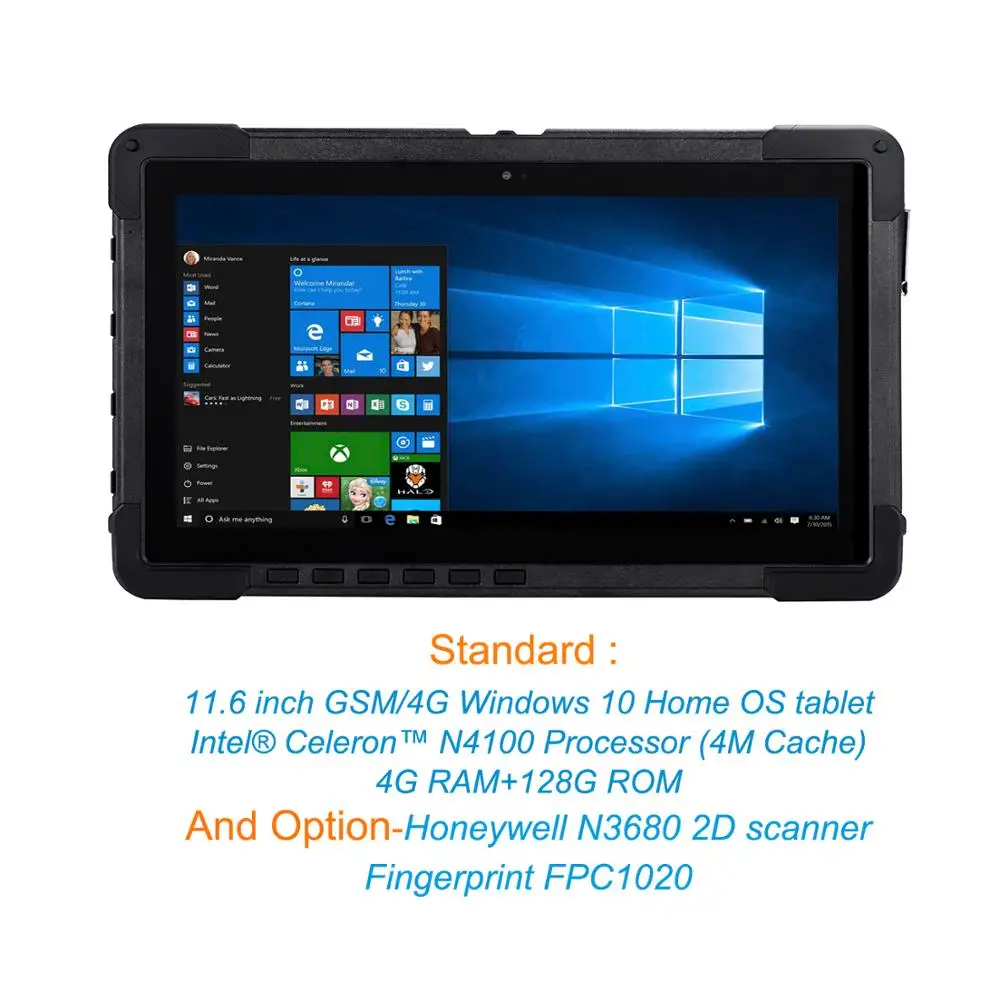 Basic 2D Fingerprint 4G LTE Intel ноутбук Win10 домашний прочный планшетный ПК ips 1920*1080 4G+ 128G хорошая видимость на солнце пленка продвижение планшета - Цвет: Basic 2D Fingerprint