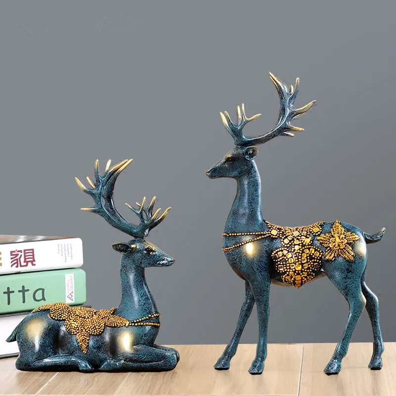 

Lucky Deer Creative European Style Douyin Television Cabinet Living Room Wine Cabinet Decorations Entrance Couples Deer Decorati