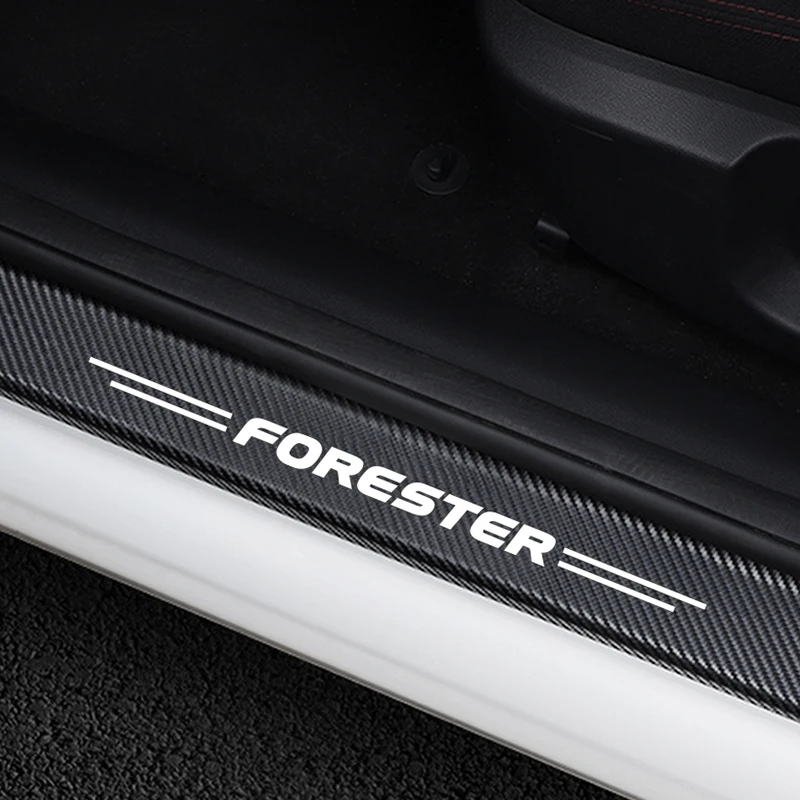 

4PCS Auto Door Sill Guard Carbon Stickers Decal Paster For Subaru Forester Car Door Threshold Anti Scratch Cover Car Accessories