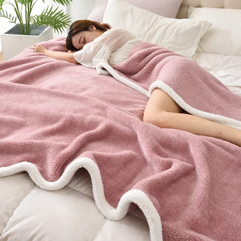 Зимнее плотное однотонное кашемировое одеяло из овечьей шерсти для одного двойного фланелевого одеяла s для дивана, кровати, путешествий, портативное, холодостойкое