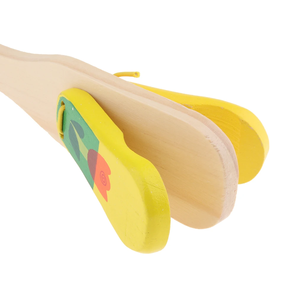 Wooden Long Handle Castanet/Clapper/Clacker Children Music Rhythm Trainning Equipment for Toys Kids Early Music Learning