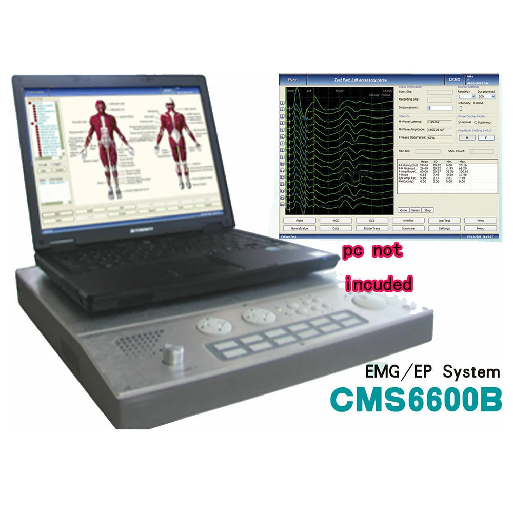CMS6600B Portable EMG Machine Monitoring EP System PC Based 4-Channel Nerve Muscle Bioelectricity E