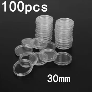

Durable 100Pcs Clear Coin Capsule Containers Protection Boxes Holders 30mm Plastic Home Garden Supplies