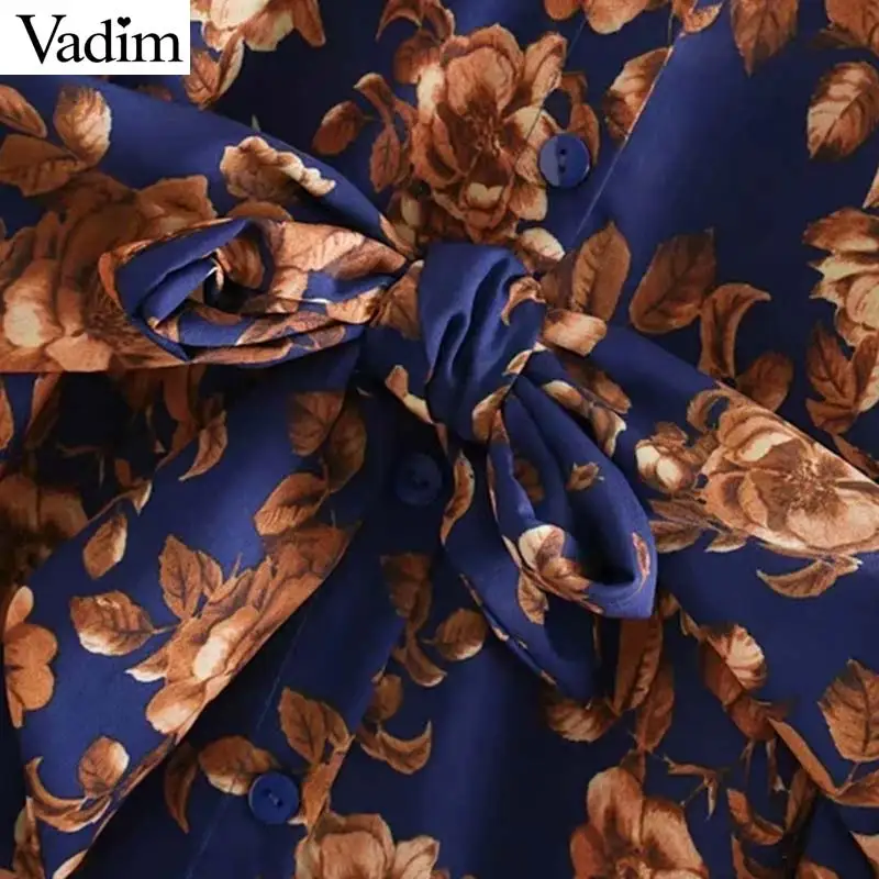 Женское элегантное платье vadim с цветочным узором, макси платье с длинным рукавом и поясом-бабочкой, женские платья до щиколотки QC874