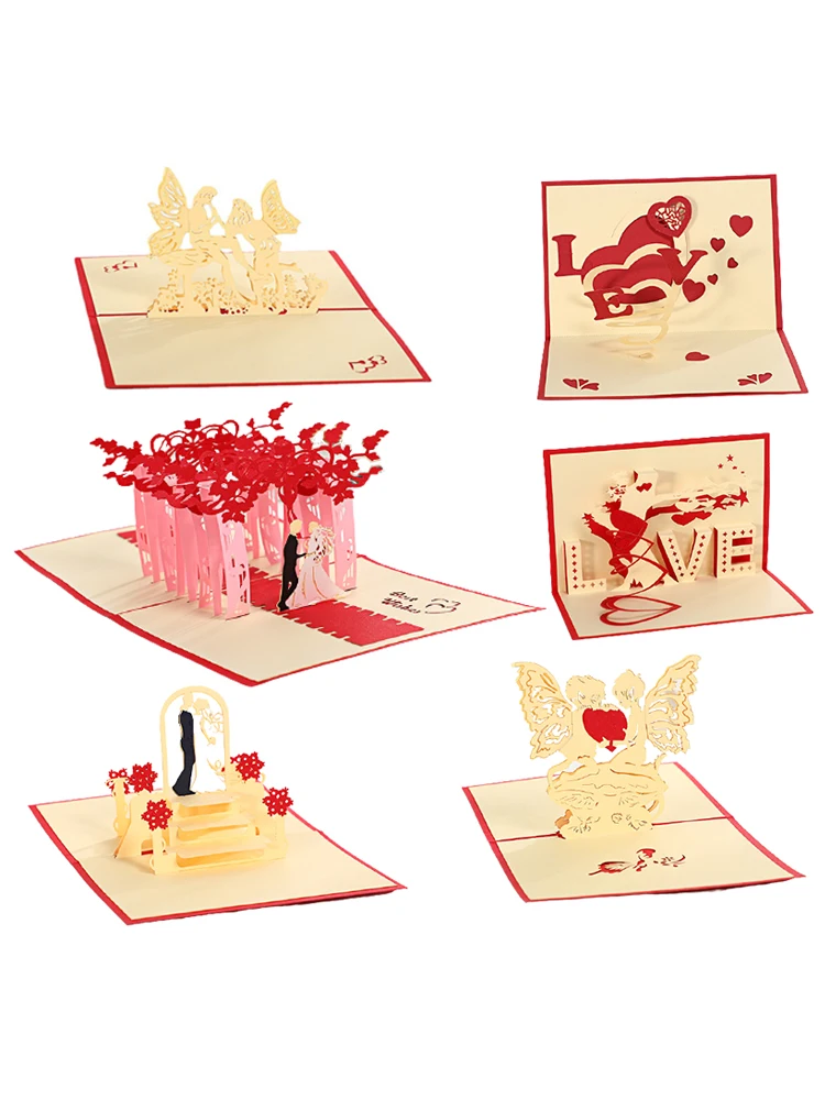Description Picture 2 of item3D Pop Up Card Lovers Wedding Invitation Greeting Cards Laser Cut Valentine's Day Anniversary Couples Wife Husband Gift Postcard