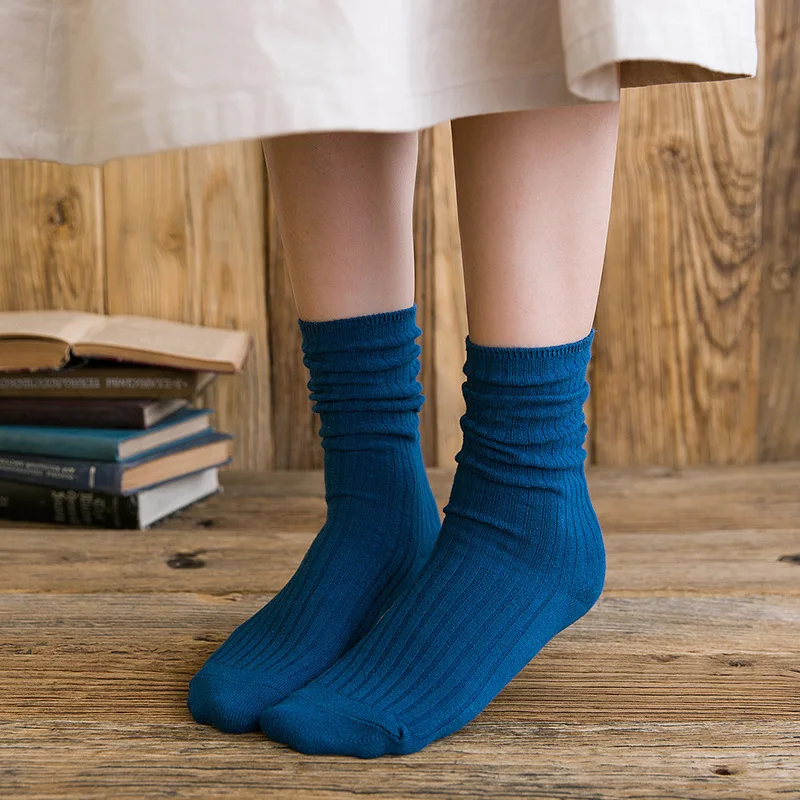 Осенне-зимние женские однотонные Гольфы Harajuku, высокое качество, простые универсальные повседневные женские хлопковые носки