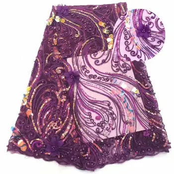 

French Net Lace Fabric 2019 Latest African Tulle Mesh Lace Fabric With Beaded High Quality African Lace Fabric With Sequins