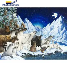 PhotoCustom Painting By Number Snow mountain Drawing On Canvas Art Gift DIY Pictures By Number Scenery Kits Home Decor