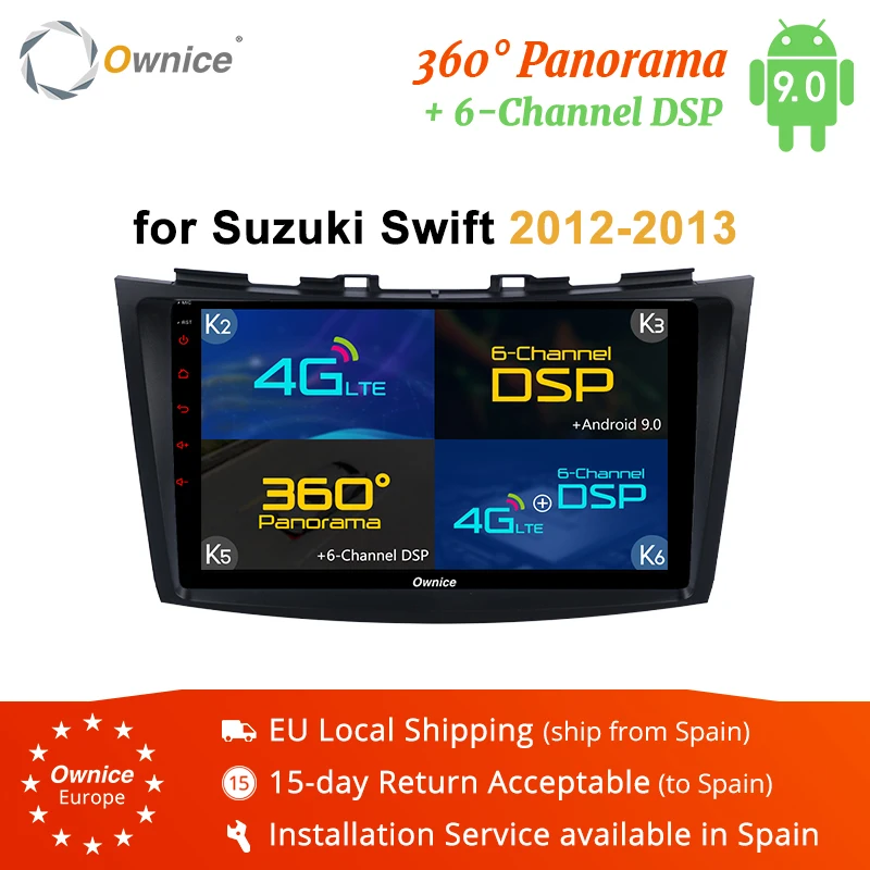Ownice K2 K3 K5 K6 2Din Android 9,0 автомобильный Радио dvd-плеер для Suzuki Swift 2012 2013 gps Navi Стерео 4G LTE 360 панорама DSP