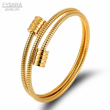 

FYSARA Classic Spring Multiturn Wire Bangles Stainless Steel Cable Wire Twist Bracelet Men Cuff Bracelets Women Jewelry